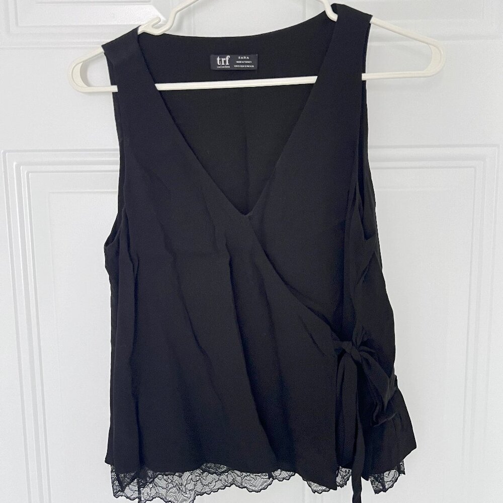 ZARA Black Side Tied Sleeveless Top